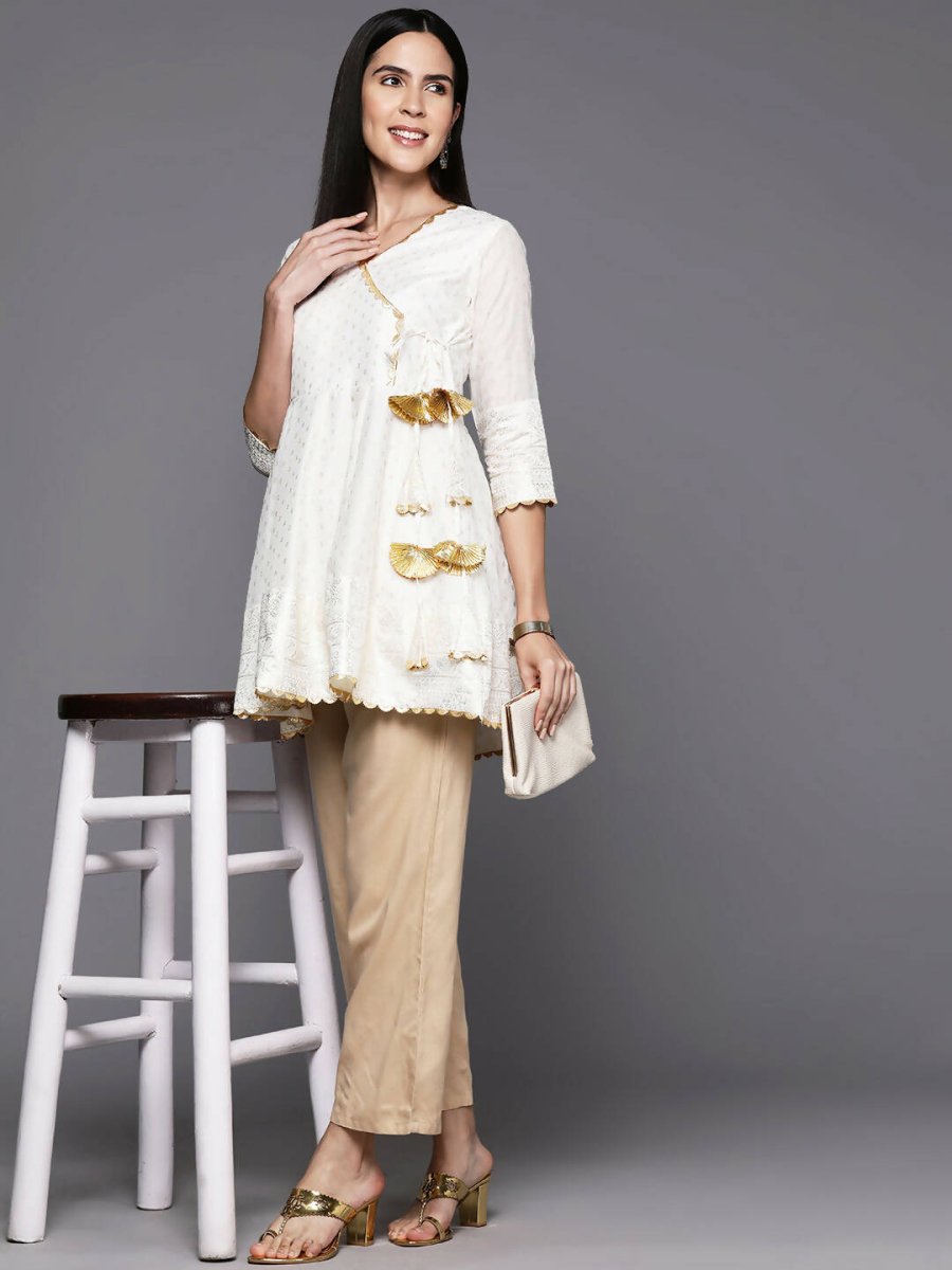 Ahalyaa Women's Traditional wear Tunic - Off-White | Swadesiicart