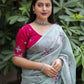 Pine Pure Linen Ethnic Motifs Saree with Unstitched Blouse - Hiral Fashion | Swadesiicart