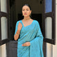 Vishnu Weaves Women's Firozi Handloom Raw Silk Saree with Blouse - Swadesiicart