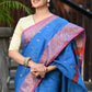 Beatitude Blue Cotton Banarasi Saree | Swadesiicart