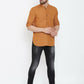 Even Apparels Brown Linen Men's Kurta With Band Collar | Swadesiicart