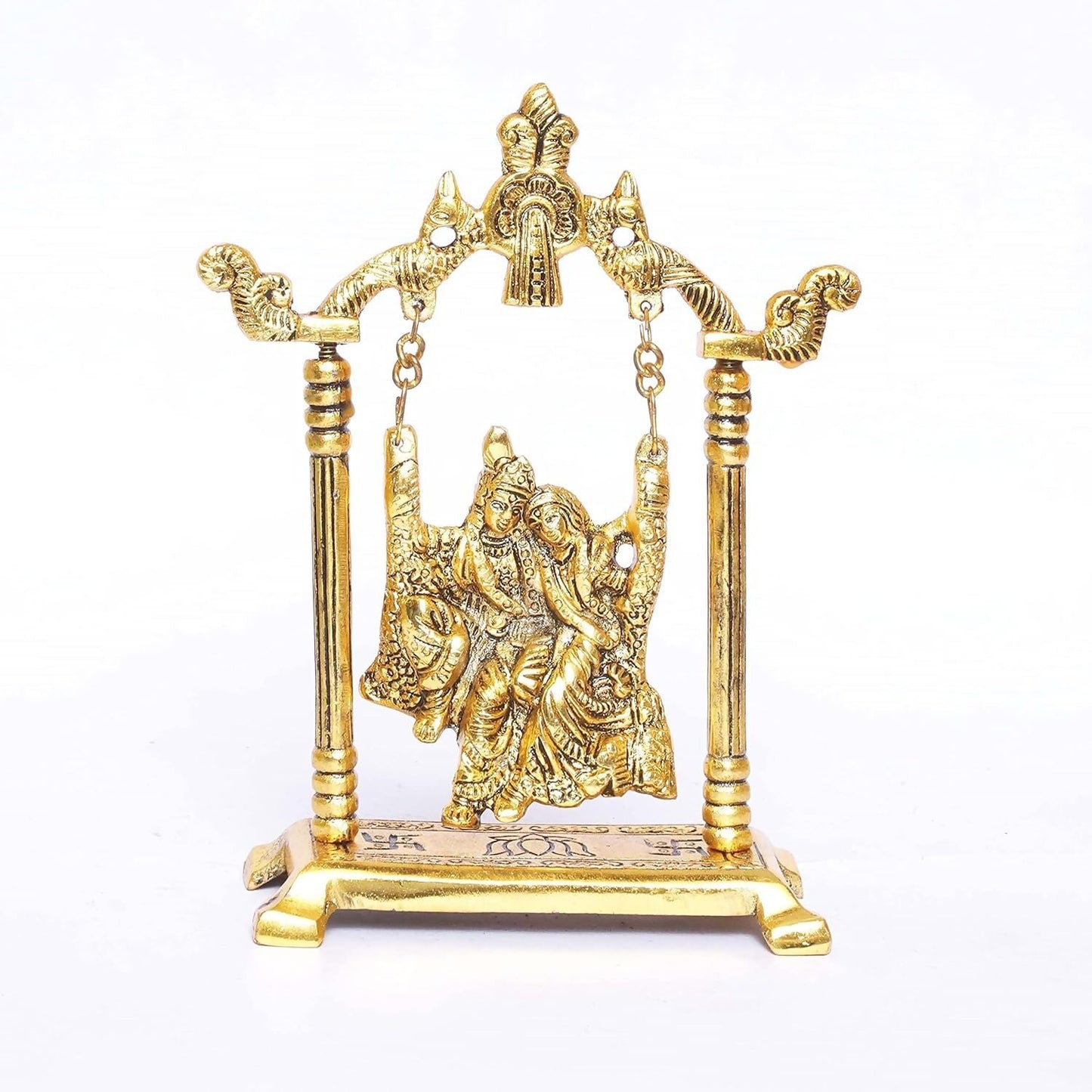 KridayKraft Radha Krishna on Swing jhula Metal Statue - Swadesiicart