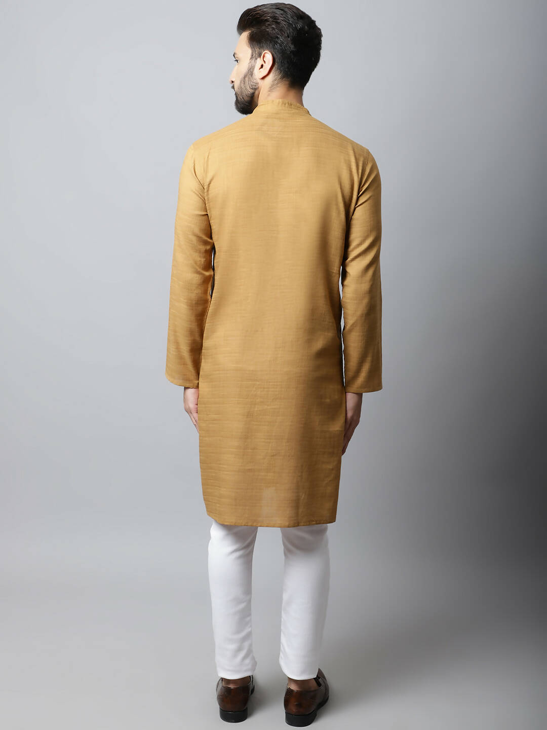 Even Apparels Brown Color Pure Cotton Men's Kurta With Band Collar (SLD1177) | Swadesiicart