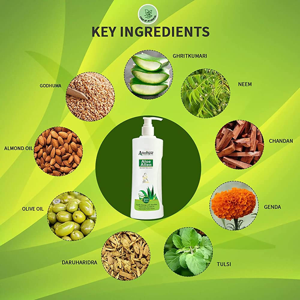 Dr. Sarkar's Allen Ayur Herbals Aloe Allen Ayurvedic Body Lotion | Swadesiicart