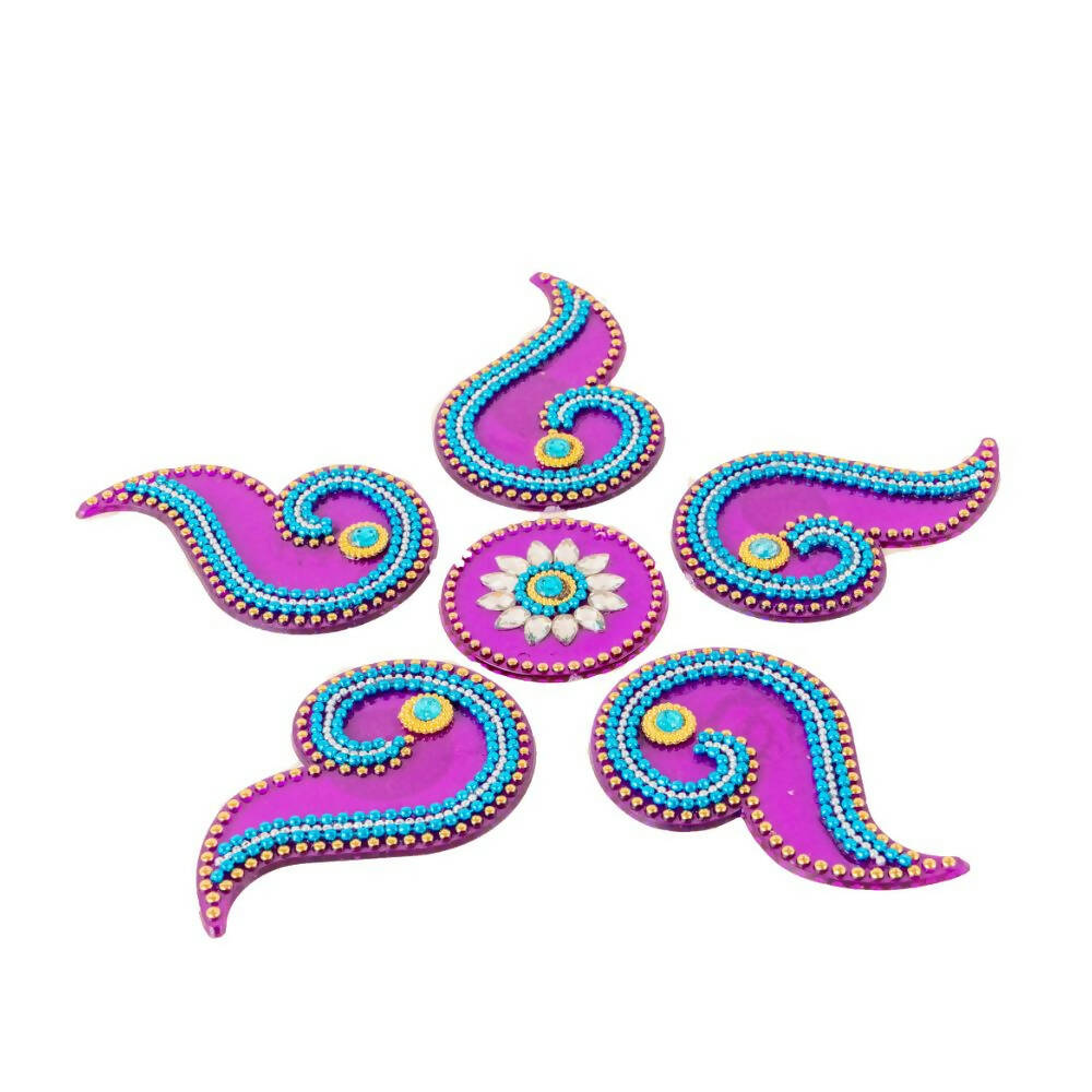 Kundan HandiKrafts Curved Designer Rangoli Purple (Baby) - Swadesiicart