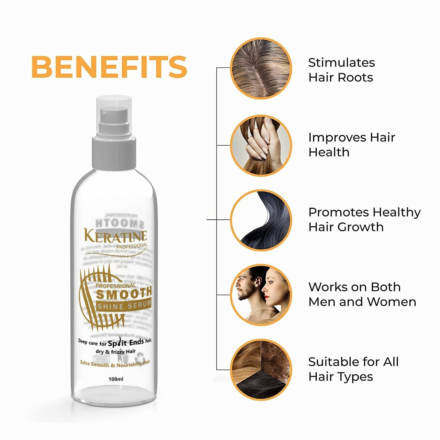 Keratine Professional Smooth Shine Hair Serum - Swadesiicart