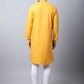 Even Apparels Yellow Pure Cotton Sherwani Kurta With Asymetrical Cut | Swadesiicart