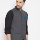 Even Apparels Grey Merino Men's Nehru Jacket-Contrast Lining-Free Pocket Square PW691 | Swadesiicart