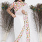 Little Bansi Floral Print Ready To Wear Saree And Floral Blouse - White | Swadesiicart