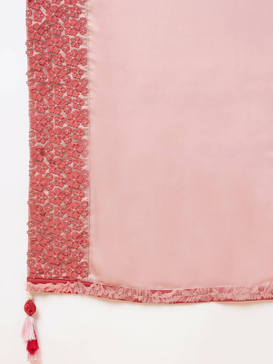 Light Pink Satin Georgette Laser Cut Floral Embroidery , Resham, Zari And Cord Embroidery Saree - Norita Hit Design - Swadesiicart