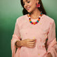 Peach Georgette Handwork Unstitched Dress Material - Hanika | Swadesiicart