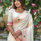 Vishnu Weaves Women's Off White Banarasi Silk Zari Woven Paithani Saree with Unstitched Blouse - Swadesiicart