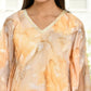 Vaasva Women's Lemon Georgette Marble Print Kaftan Pant Set | Swadesiicart