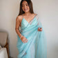 Vamsee Ena Sky Organza Saree - Swadesiicart