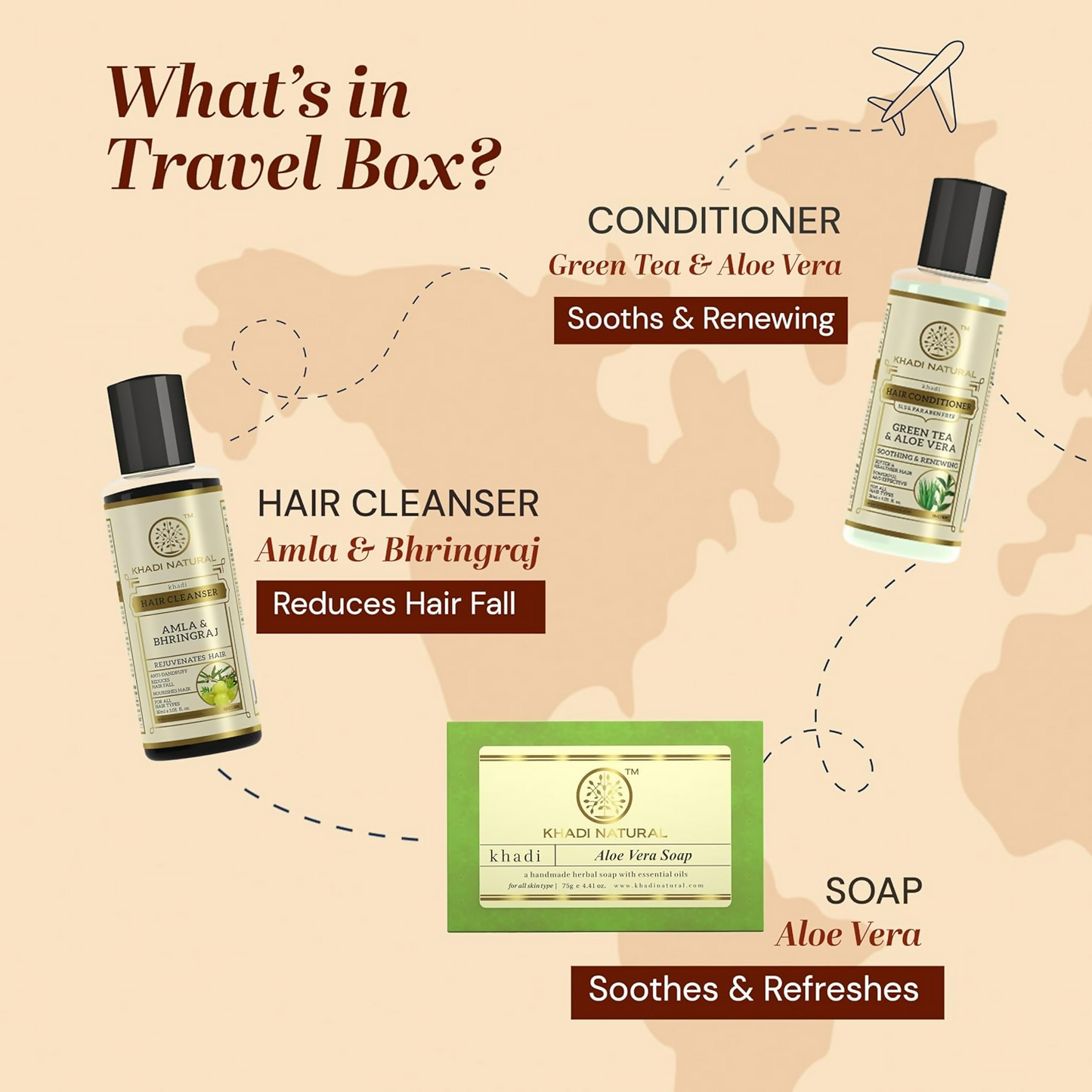 Khadi Natural Travel Kit Skincare & Haircare Essentials On-The-Go - Swadesiicart