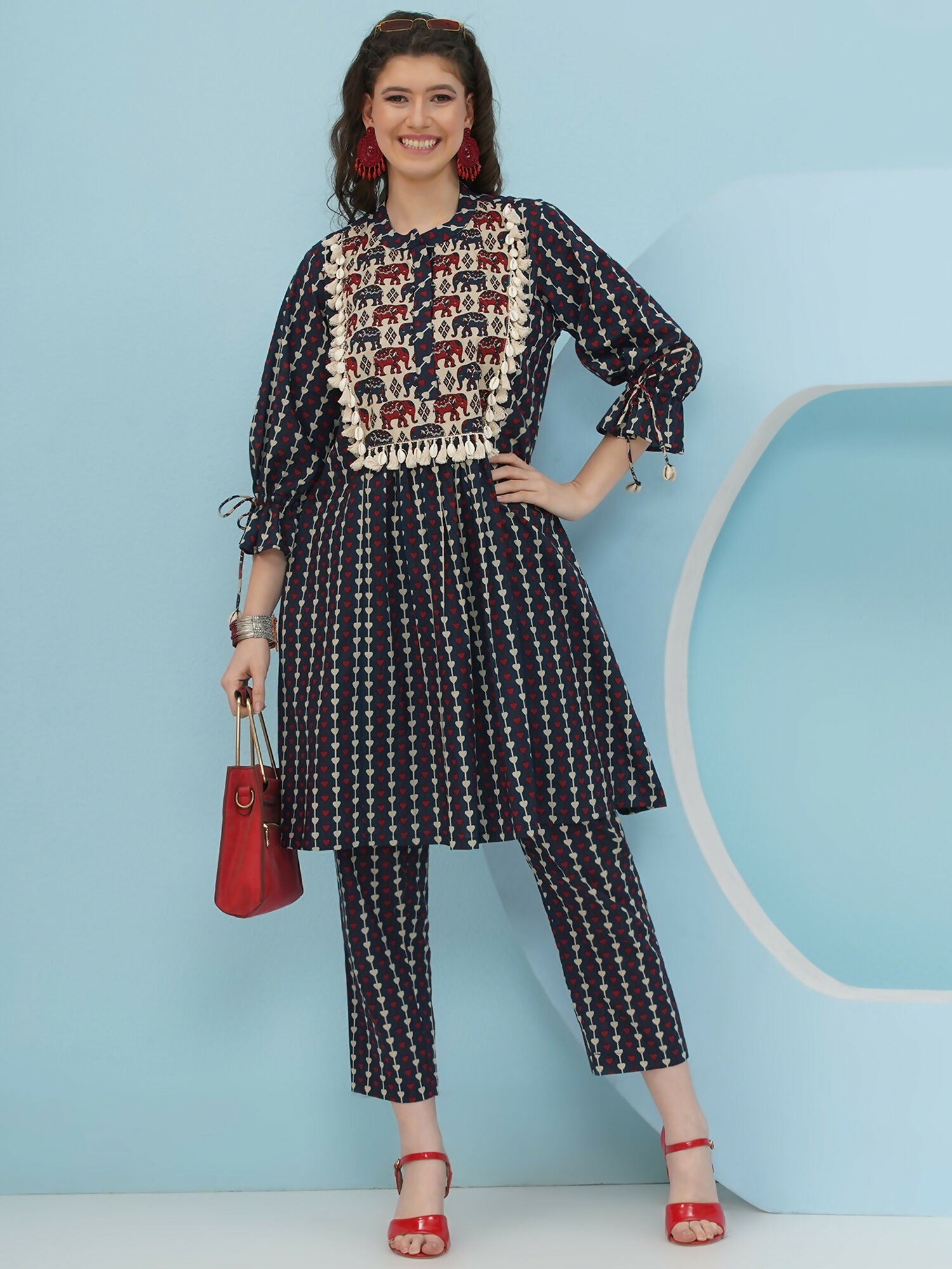 Joban Fashion Blue Printed Co Ord Set - Swadesiicart