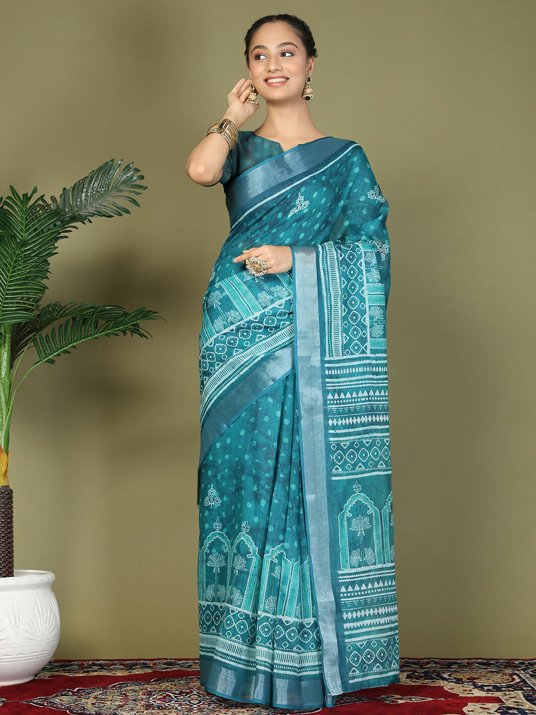 Shree Shyam Fashion Cotton Sky Blue Saree