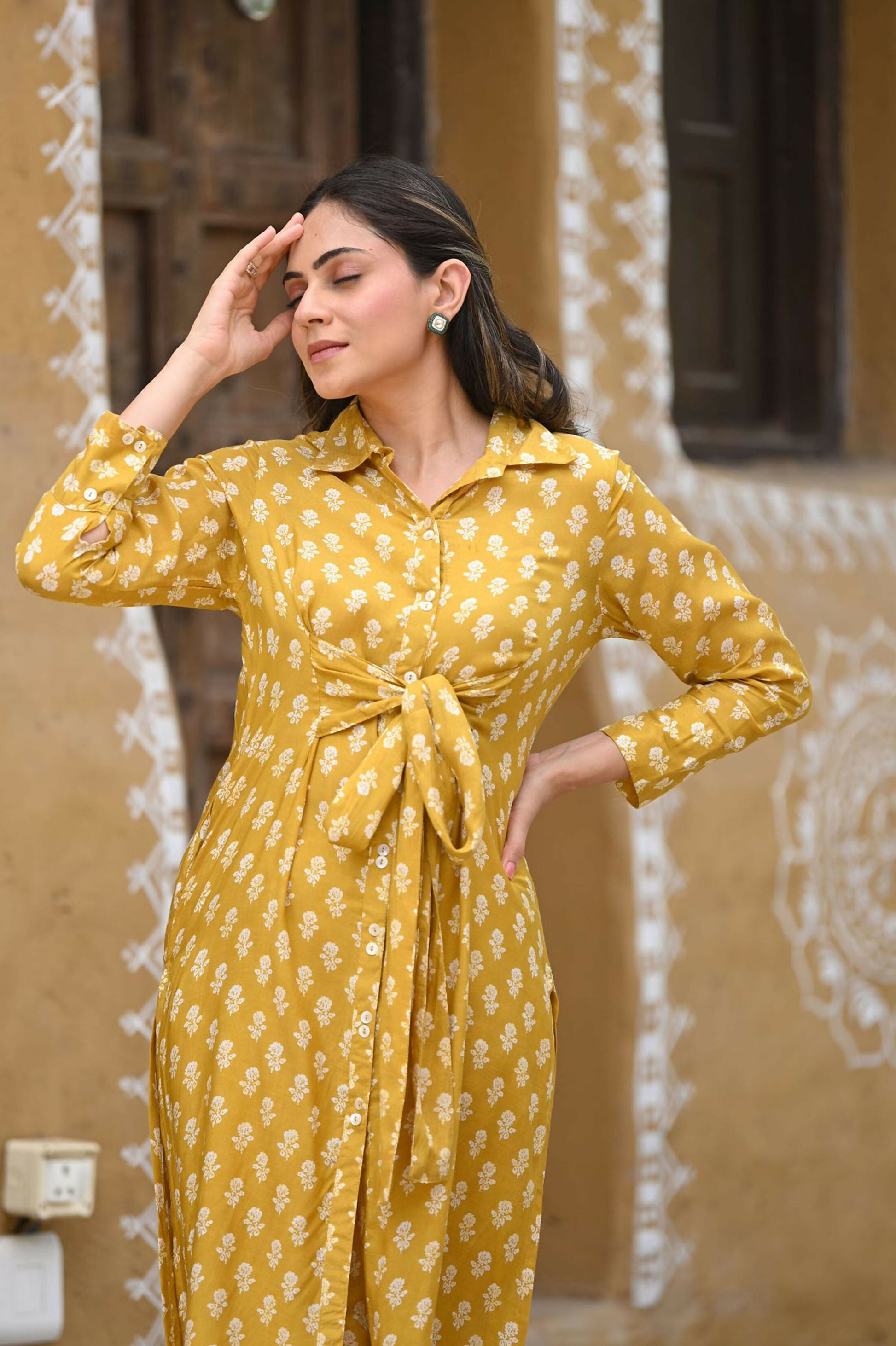 Jyoti Fashion Women's Mustard Pure Muslin Heavy Digital Printed Kurta Pant Set | Swadesiicart