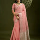 Vishnu Weaves Women's Peach Soft Silk Zari Woven Saree with Blouse - Swadesiicart