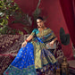 Vishnu Weaves Women's Royal-Blue Paithani Silk Saree with Blouse - Swadesiicart