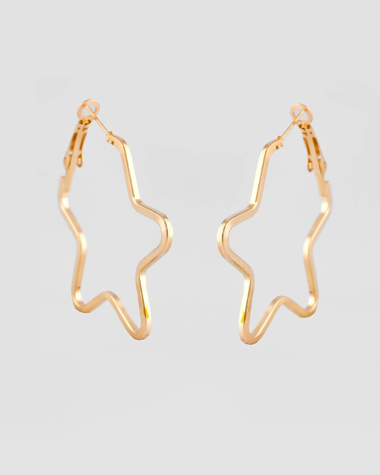 VOJ Women Gold Tonned Star Shape Hoop Stainless Steel Earrings - Swadesiicart