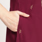 Ahalyaa Women's Wine Crepe Gold Glitter Print Kurta Trouser Set | Swadesiicart