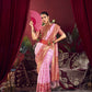 Vishnu Weaves Women's Baby-Pink Paithani Silk Saree with Blouse - Swadesiicart