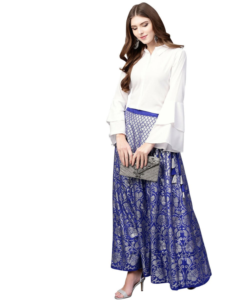 Ahalyaa Women's Traditional Wea Co-ods - White - Swadesiicart