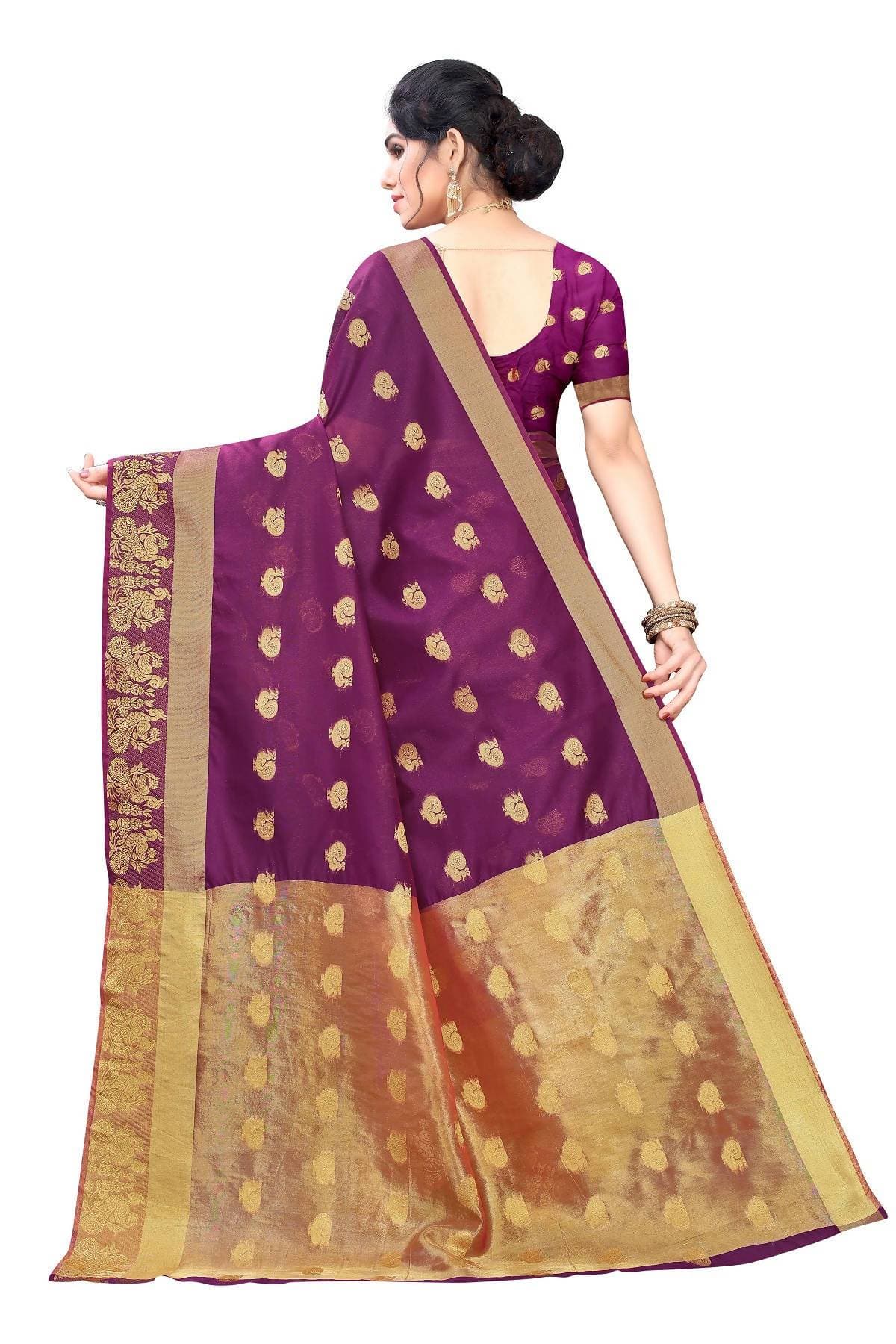 Vamika Banarasi Jacquard Weaving Wine Red Saree | Swadesiicart