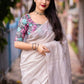 Grey Linen Sequence Saree with Unstitched Blouse - Hiral Fashion | Swadesiicart