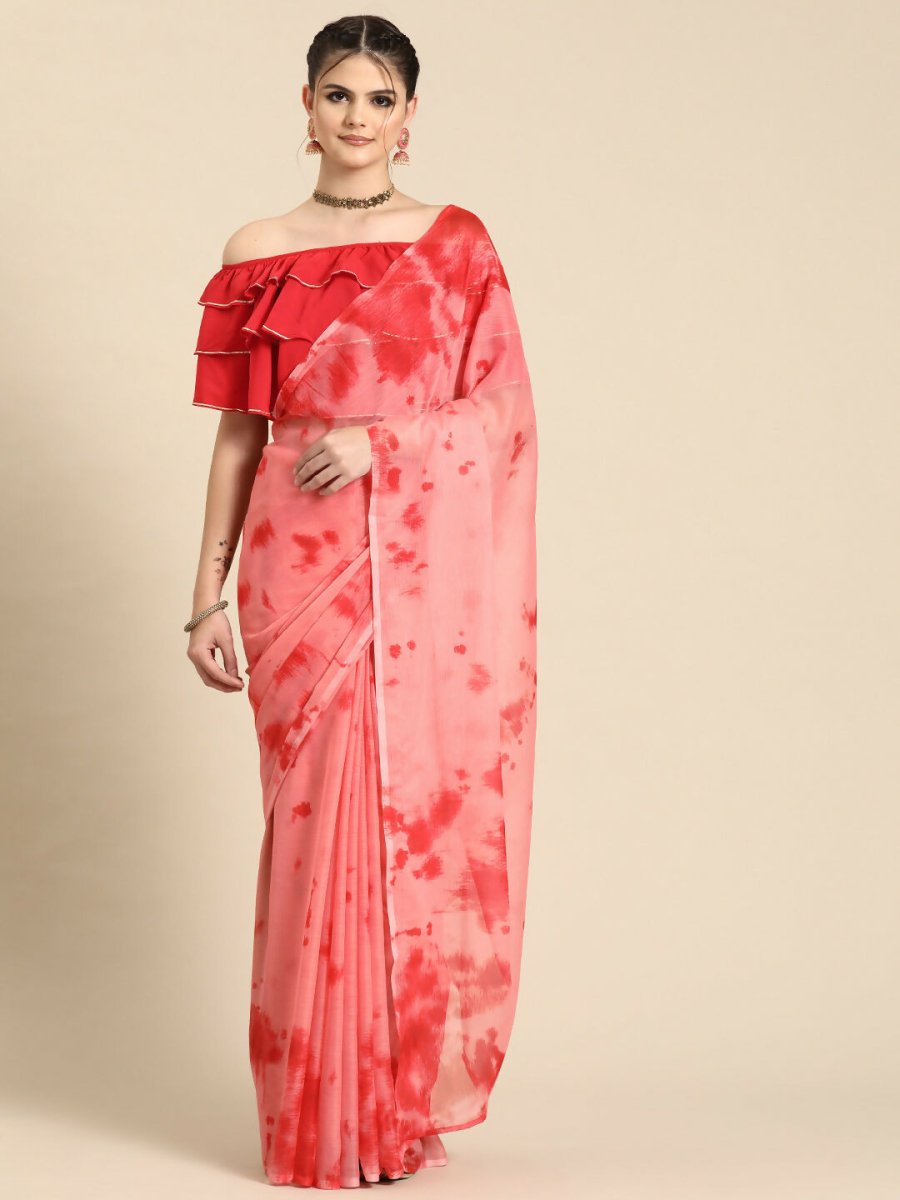 Ahalyaa Women's Traditional Semi Stitch Saree - Peach | Swadesiicart