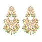 Nuyug 22K Gold-Plated Kundan & Pearl Studded Crescent Shaped Green Beads Chandbalis | Swadesiicart