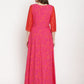 Ahalyaa Women Dark Pink Crepe Khari Print Dress | Swadesiicart