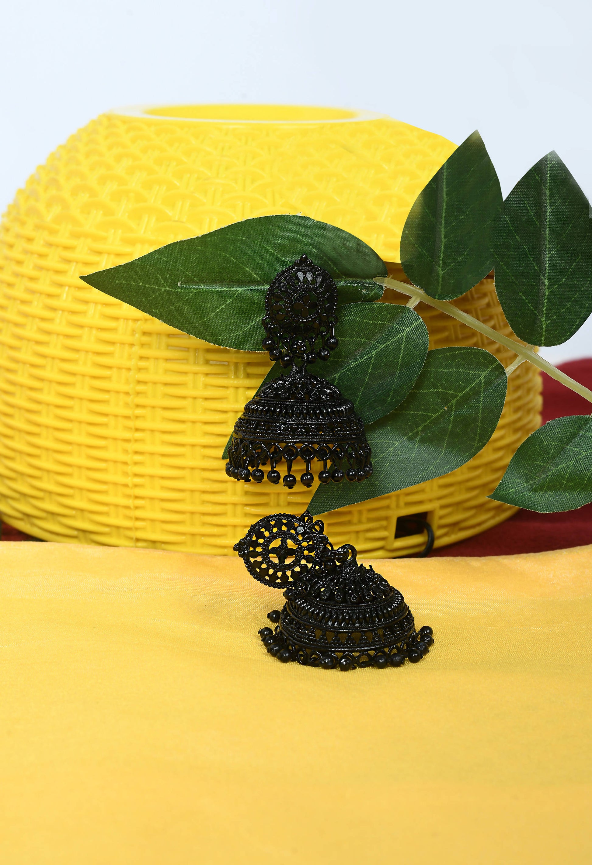 Mominos Fashion Johar Kamal Latest Design Black Color Jhumkas - Swadesiicart