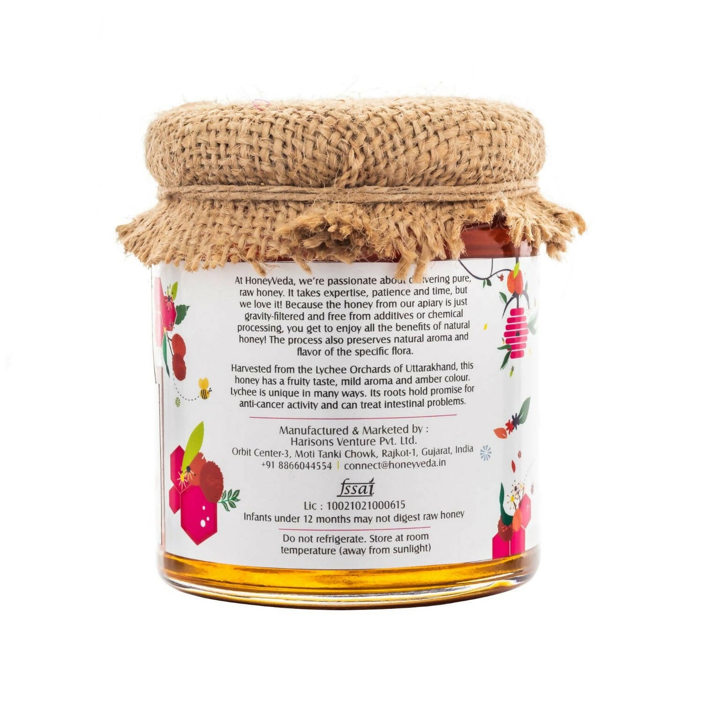 HoneyVeda Premium Raw Lychee Honey - Swadesiicart