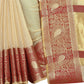 Vamika Banarasi Jaquard Cream Weaving Saree | Swadesiicart
