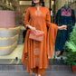 The52 Orange Women's Gorgeous Chanderi Fabric Embroidered Work Straight Kurta Pant and Dupatta Set - Swadesiicart