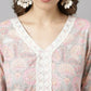 FIORRA Women's Pink Cotton A-Line Kurta Set - Swadesiicart