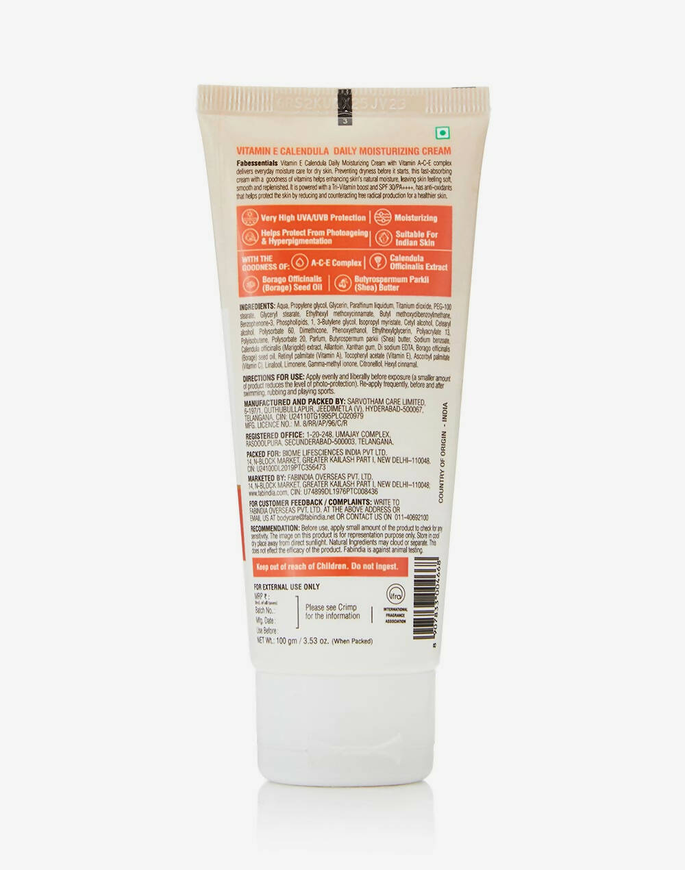 Fabessentials Vitamin E Calendula Daily Moisturizing Cream SPF 30 PA++++ - Swadesiicart