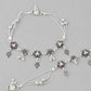 VOJ Set of 2 Silver Plated Flower Shaped Stone Studded Anklet - Swadesiicart