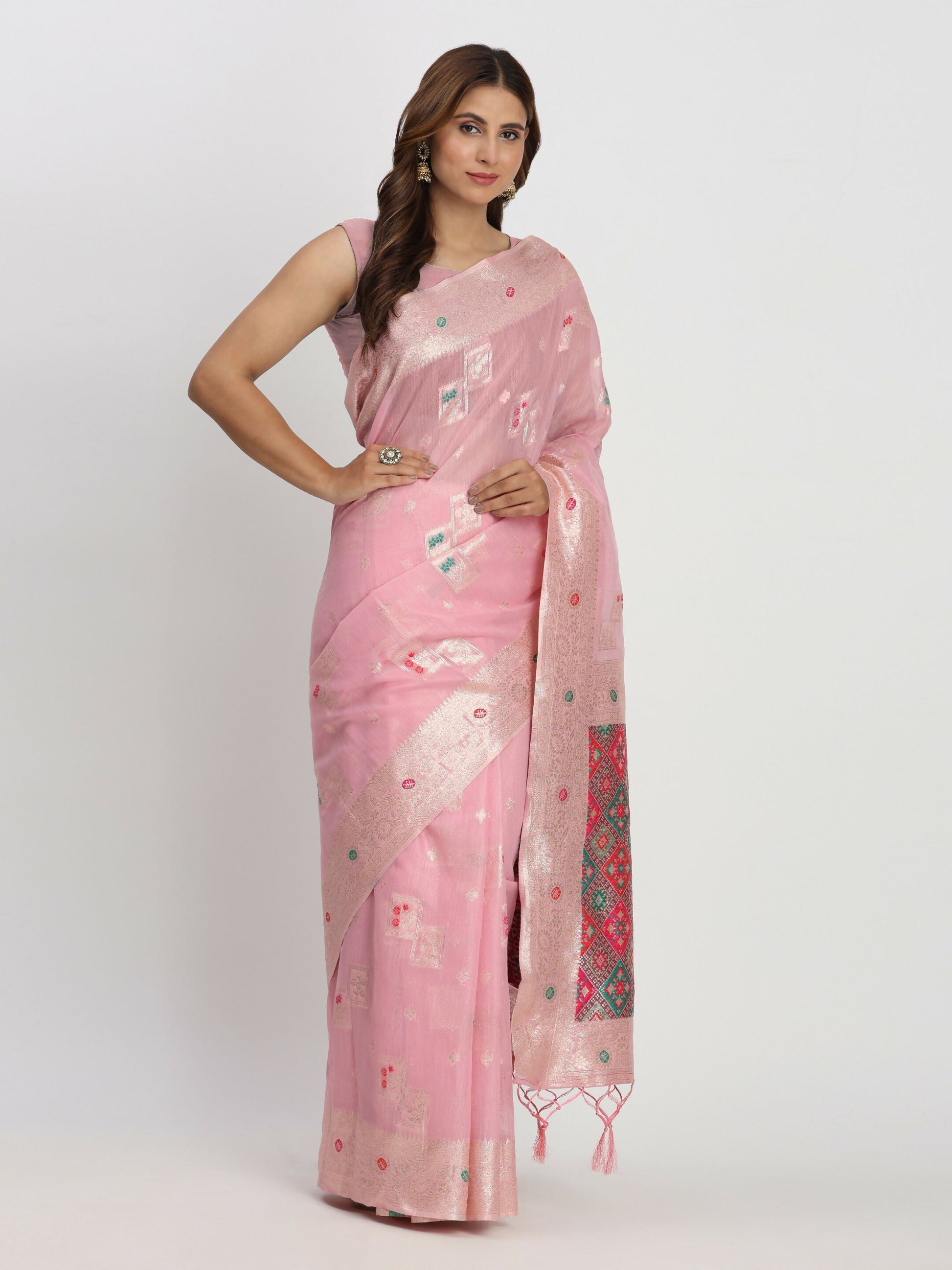 Shree Shyam Fashion Linen Cotton Light Pink Saree