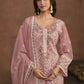 Blush Pink Soft Organza Embroidered Festive Salwar Suit - Emponline | Swadesiicart