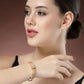 NVR Women's Gold-Polished CZ Stone-Studded Cuff Bracelet - Swadesiicart