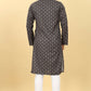 Black Cotton Printed Men's Kurta - Mahotsav