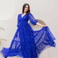Aayaa Designer crape hand work Multi indo western - Blue