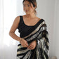 Black Georgette Sequance Embroidery Work Border Saree - Sitare