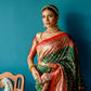 Vishnu Weaves Women's Bottle Green Patola Banarasi Silk Meenakari Zari Woven Saree with Blouse - Swadesiicart