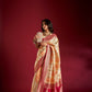Joban Fashion Cream & Orange Plain With Weaving Border Banarasi Silk Sarees | Swadesiicart