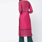 Aniyah Cotton Block Printed Latest Pink Straight Kurta (AN-135K) - Swadesiicart