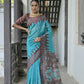 Vishnu Weaves Women's Firozi Soft Tussar Silk Saree with Blouse - Swadesiicart